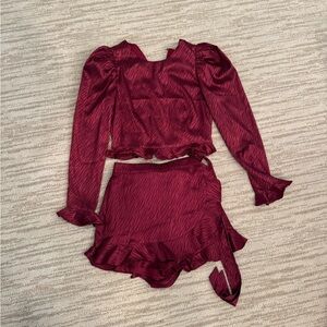 Chic Burgundy Women's Skort Set